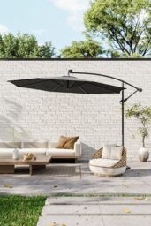Garden Sanctuary Garden Solar LED Lighted Patio Parasol in Dark Grey - thumbnail 1