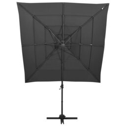 Berkfield Home 4-Tier Parasol with Aluminium Pole Anthracite 250x250 cm in Black - thumbnail 2
