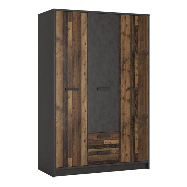 Furniture To Go Brooklyn 3 Door Wardrobe with 2 Drawers in Walnut
