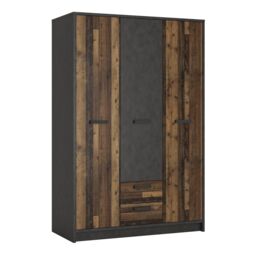 Furniture To Go Brooklyn 3 Door Wardrobe with 2 Drawers in Walnut - thumbnail 1