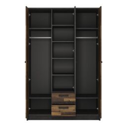 Furniture To Go Brooklyn 3 Door Wardrobe with 2 Drawers in Walnut - thumbnail 2