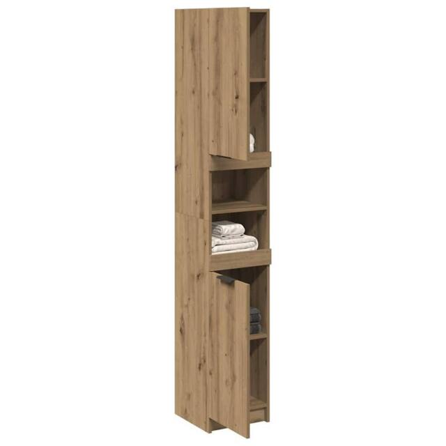 Berkfield Home Durable Bathroom Cabinet Artisan Oak 32x34x188.5 cm Engineered Wood in Brown - image 1