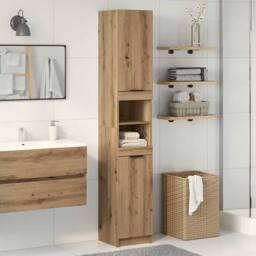 Berkfield Home Durable Bathroom Cabinet Artisan Oak 32x34x188.5 cm Engineered Wood in Brown - thumbnail 2