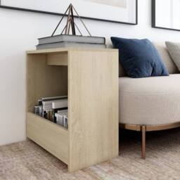Berkfield Home Side Table Sonoma Oak 50x26x50 cm Engineered Wood in Light Tan - Size: 50 x 26 x 50 cm