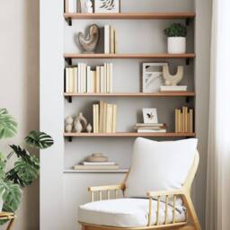 Berkfield Home Wall Shelf Light Brown 100x30x2 cm Treated Solid Wood Oak - Size: 100 x 30 x 2 cm