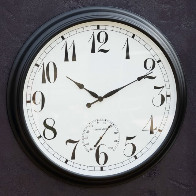 Primrose Outdoor Garden Clock With Thermometer & Metal Casing Brown Big Time 90cm - image 1