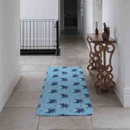 Benjamin Tate Design Palm Trees On Blue Runner Rug in Natural - Size: 67 cm x 230 cm - thumbnail 3