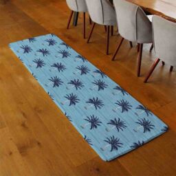 Benjamin Tate Design Palm Trees On Blue Runner Rug in Natural - Size: 67 cm x 230 cm - thumbnail 2