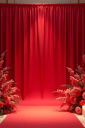 Neel Blue 3x3 Metres Spandex Backdrop Curtain, Wrinkle-Free Polyester Fabric Backdrop Panel in Red - thumbnail 6