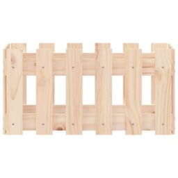 Berkfield Home Garden Planter with Fence Design 60x30x30 cm Solid Wood Pine in Brown - Size: 60 x 30 x 30 cm - thumbnail 5