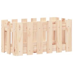 Berkfield Home Garden Planter with Fence Design 60x30x30 cm Solid Wood Pine in Brown - Size: 60 x 30 x 30 cm - thumbnail 2