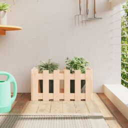 Berkfield Home Garden Planter with Fence Design 60x30x30 cm Solid Wood Pine in Brown - Size: 60 x 30 x 30 cm