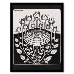 Artery8 Julie de Graag Framed Wall Art Print Rose Bush Flowers Vintage Floral in Black - Size: A4 - thumbnail 1