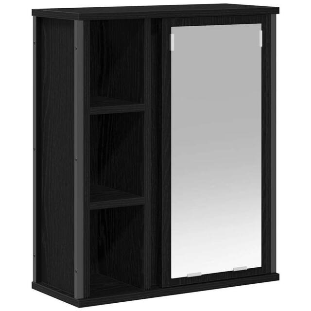 Berkfield Home Bathroom Wall Cabinet with Mirror Black Oak 50x21x60 cm - Size: 50 x 21 x 60 cm - image 1