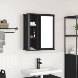 Berkfield Home Bathroom Wall Cabinet with Mirror Black Oak 50x21x60 cm - Size: 50 x 21 x 60 cm - thumbnail 2