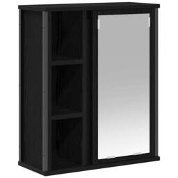 Berkfield Home Bathroom Wall Cabinet with Mirror Black Oak 50x21x60 cm - Size: 50 x 21 x 60 cm