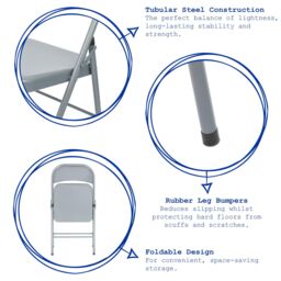 Harbour Housewares Metal Folding Chair - Pack of 2 in White - thumbnail 2