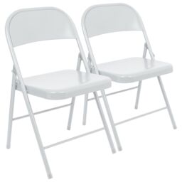 Harbour Housewares Metal Folding Chair - Pack of 2 in White - thumbnail 1