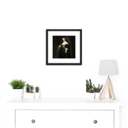 Artery8 Rembrandt Oopjen Coppit Portrait Woman Life Drawing 8X8 Inch Square Wooden Framed Wall Art Print Picture with Mount in Black - thumbnail 2