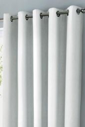 Fusion 'Sorbonne' 100% Cotton Light Filtering Plain Dyed Eyelet Curtains in White - Size: 117 cm width x 137 cm drop - thumbnail 2