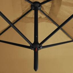 Berkfield Home Double Garden Parasol with Steel Pole Taupe 600x300 cm - thumbnail 5