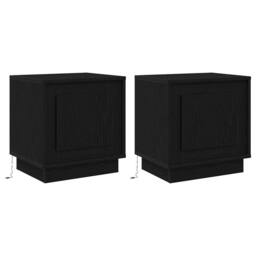 Berkfield Home Bedside Cabinets with LED Lights 2 pcs Black Oak 44x34, 5x45 cm - thumbnail 1