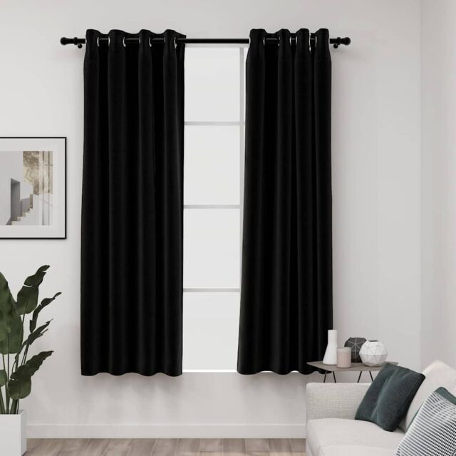 Berkfield Home Linen-Look Blackout Curtains 2 pcs Anthracite 140x175cm - Size: 140x175 cm - image 1