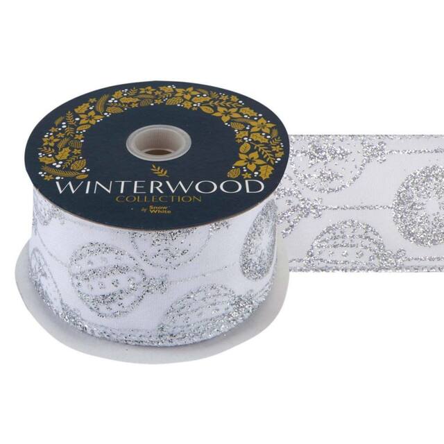 VFM e-Store Christmas Ribbon Garland 6cm x 10cm Silver X 1 - Size: 6 cm x 10 cm - image 1