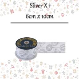 VFM e-Store Christmas Ribbon Garland 6cm x 10cm Silver X 1 - Size: 6 cm x 10 cm - thumbnail 2