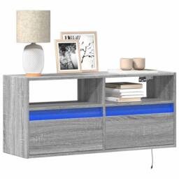 Berkfield Home TV Wall Cabinet with LED Lights Grey Sonoma 100x31x45 cm - Size: 100 x 31 x 45 cm - thumbnail 2