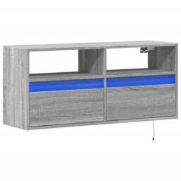 Berkfield Home TV Wall Cabinet with LED Lights Grey Sonoma 100x31x45 cm - Size: 100 x 31 x 45 cm - thumbnail 3