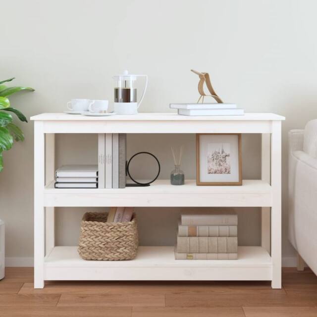 Berkfield Home Beautiful Console Table White 110x40x74 cm Solid Wood Pine - Size: 110 x 40 x 74 cm - image 1