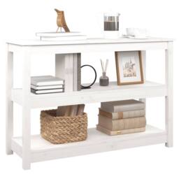 Berkfield Home Beautiful Console Table White 110x40x74 cm Solid Wood Pine - Size: 110 x 40 x 74 cm - thumbnail 4
