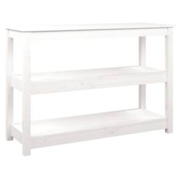Berkfield Home Beautiful Console Table White 110x40x74 cm Solid Wood Pine - Size: 110 x 40 x 74 cm - thumbnail 3