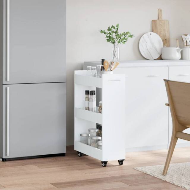 Berkfield Home Classic Cabinet with Wheels White 60x22x79 cm Engineered Wood - Size: 60 x 22 x 79 cm - image 1