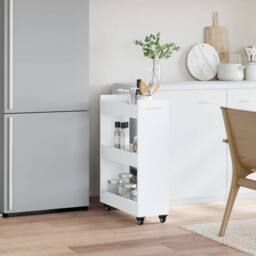 Berkfield Home Classic Cabinet with Wheels White 60x22x79 cm Engineered Wood - Size: 60 x 22 x 79 cm - thumbnail 1