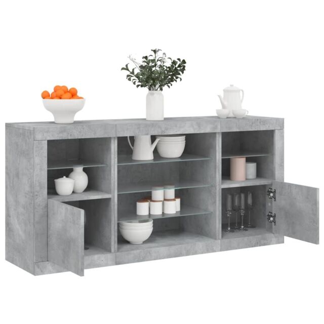Berkfield Home Sideboard with LED Lights Concrete Grey 142.5x37x67 cm - image 1