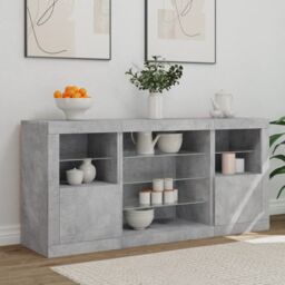 Berkfield Home Sideboard with LED Lights Concrete Grey 142.5x37x67 cm - thumbnail 3