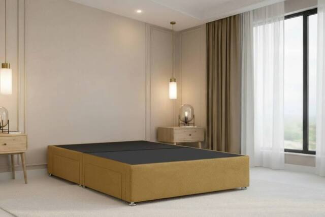Chester & Oakley Alure Plush Divan Bed Base With 2 Drawers Foot-End in Mustard - Size: Small Double - image 1