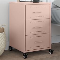 Berkfield Home Bedside Cabinet Pink 36x39x59 cm Steel - Size: 36 x 39 x 59 cm