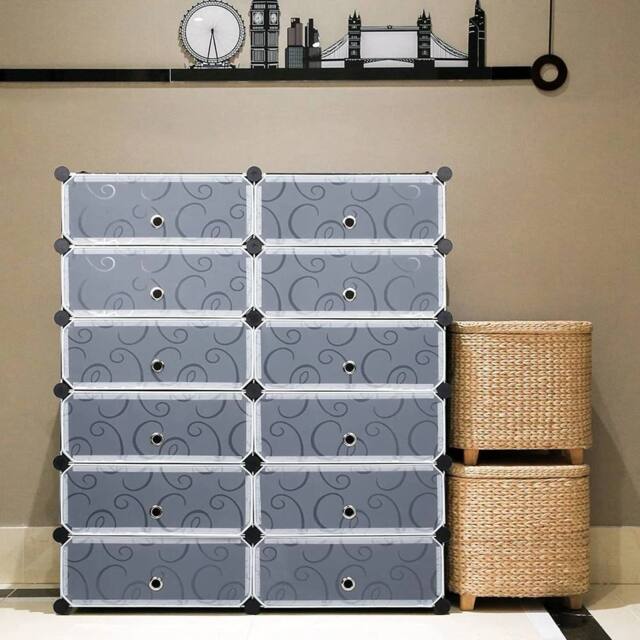 KORVIXA 12 Cube Black Plastic Shoe Boxes - Size: 500mm - image 1
