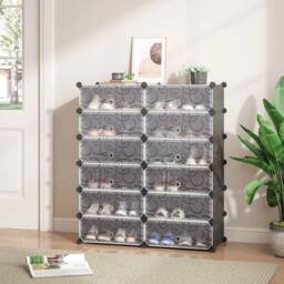 KORVIXA 12 Cube Black Plastic Shoe Boxes - Size: 500mm - thumbnail 3