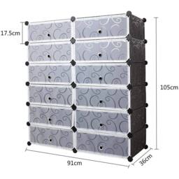 KORVIXA 12 Cube Black Plastic Shoe Boxes - Size: 500mm - thumbnail 2