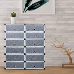 KORVIXA 12 Cube Black Plastic Shoe Boxes - Size: 500mm - thumbnail 5
