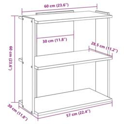 Berkfield Home Elegant Bookcase 3-Tier Black 60x30x60 cm Engineered Wood - Size: 60 x 30 x 60 cm - thumbnail 9