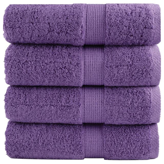Berkfield Home Premium Guest Towels SOLUND 4 pcs Purple 30x50 cm 600 gsm - image 1