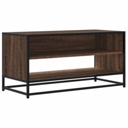 Berkfield Home TV Cabinet Brown Oak 91x40x46 cm Engineered Wood & Metal - Size: 91 x 40 x 46 cm - thumbnail 2