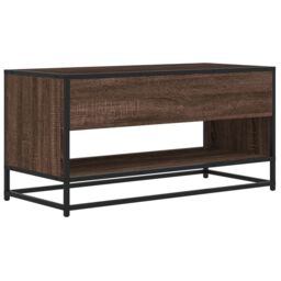 Berkfield Home TV Cabinet Brown Oak 91x40x46 cm Engineered Wood & Metal - Size: 91 x 40 x 46 cm - thumbnail 6