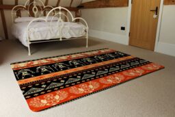 Benjamin Tate Design Egyptian Heiroglyphs In Orange & Black Rug in Natural - Size: Large - thumbnail 3