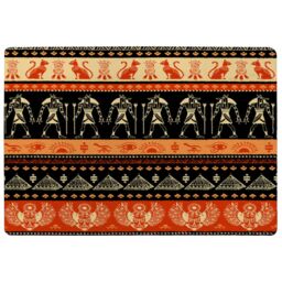 Benjamin Tate Design Egyptian Heiroglyphs In Orange & Black Rug in Natural - Size: Large - thumbnail 1